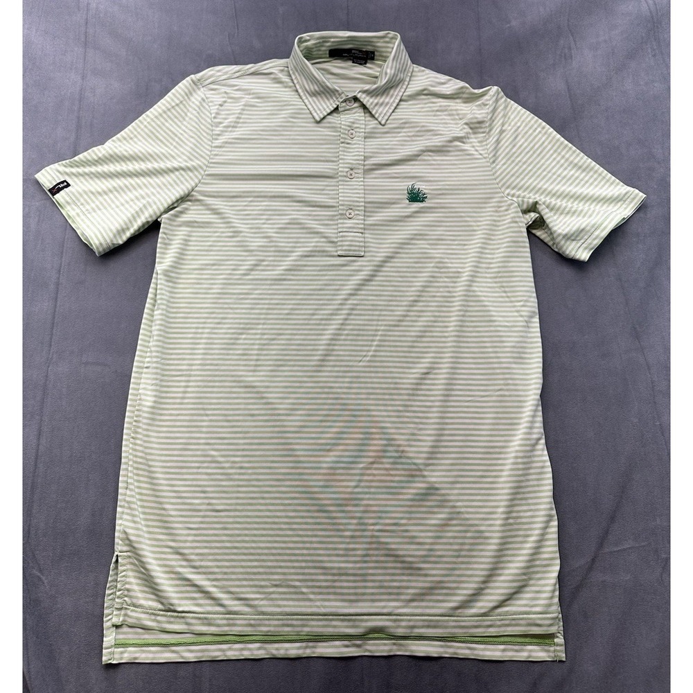 Ralph Lauren RLX Green Striped Mens Medium Polo Shirt Golf TPC Sawgrass Slim